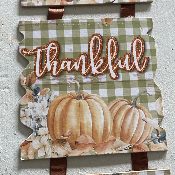 NWT- Beautiful Glittered Grateful ,Thankful, Blessed- Fall Pumpkin Decor Sign - Picture 8 of 14